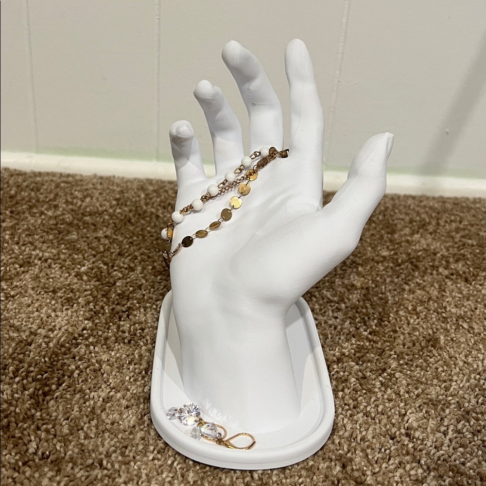 3D Printed Modern Hand Sculpture Jewelry Stand with Tray - Picture 2 of 9
